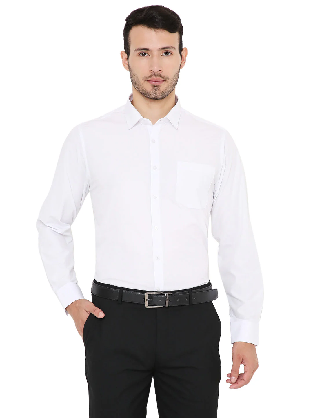 White Solid|Slim Fit |Formal Shirt - Image 28