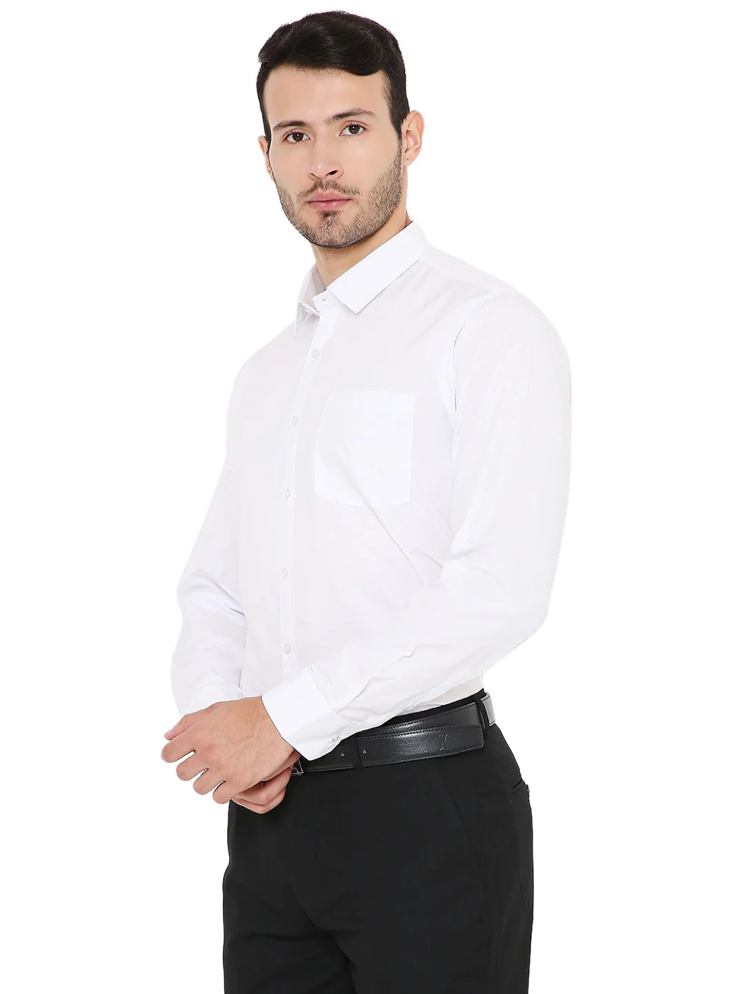 White Solid|Slim Fit |Formal Shirt - Image 3