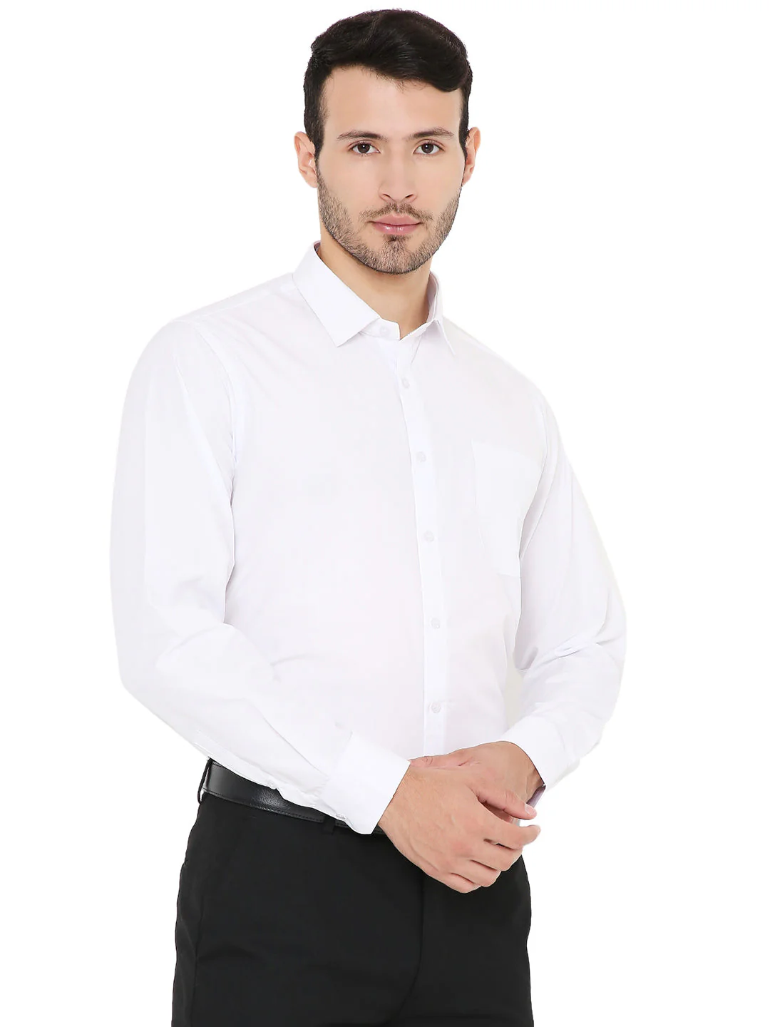 White Solid|Slim Fit |Formal Shirt - Image 4