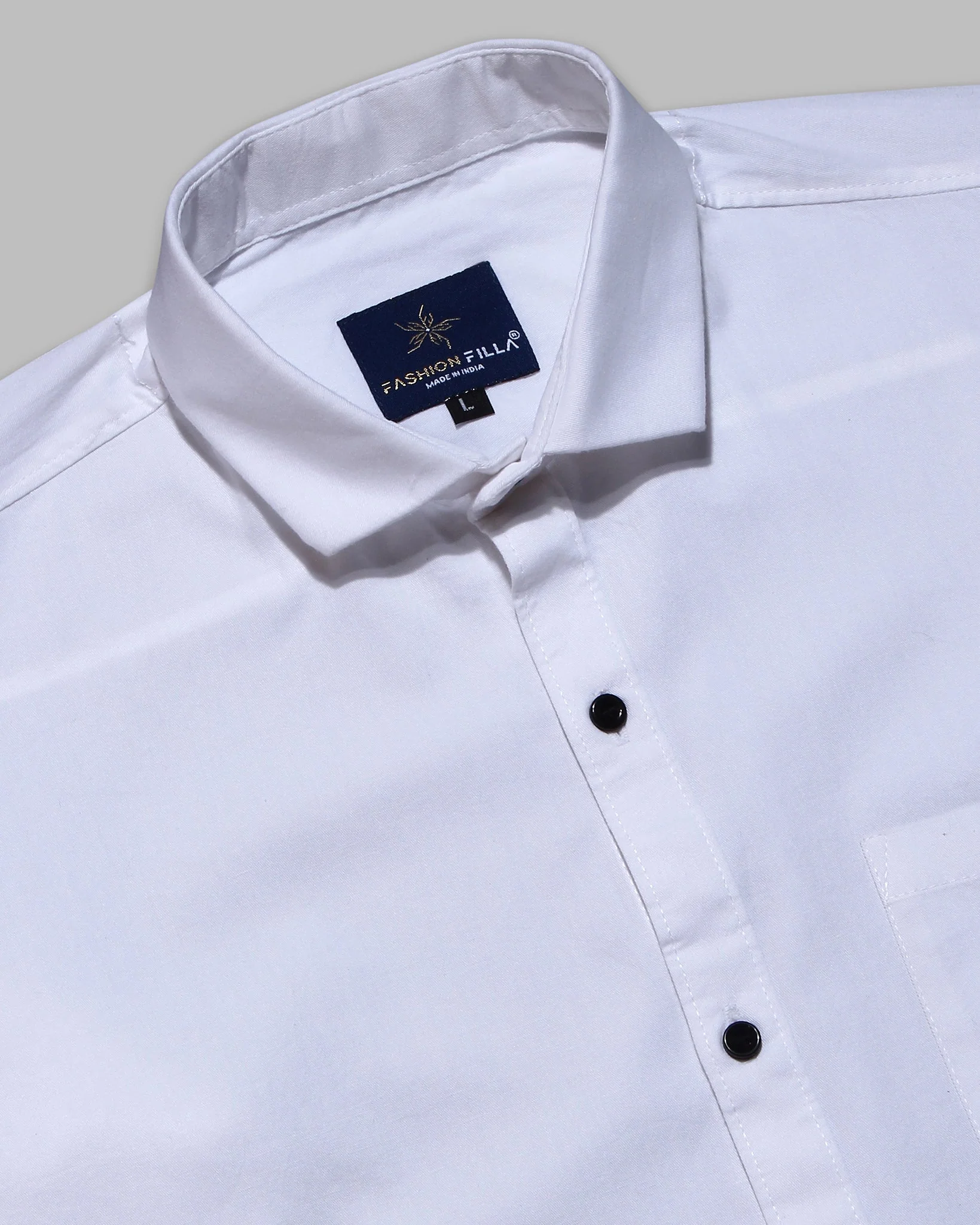 White Super Soft Black Button Premium Cotton Shirt