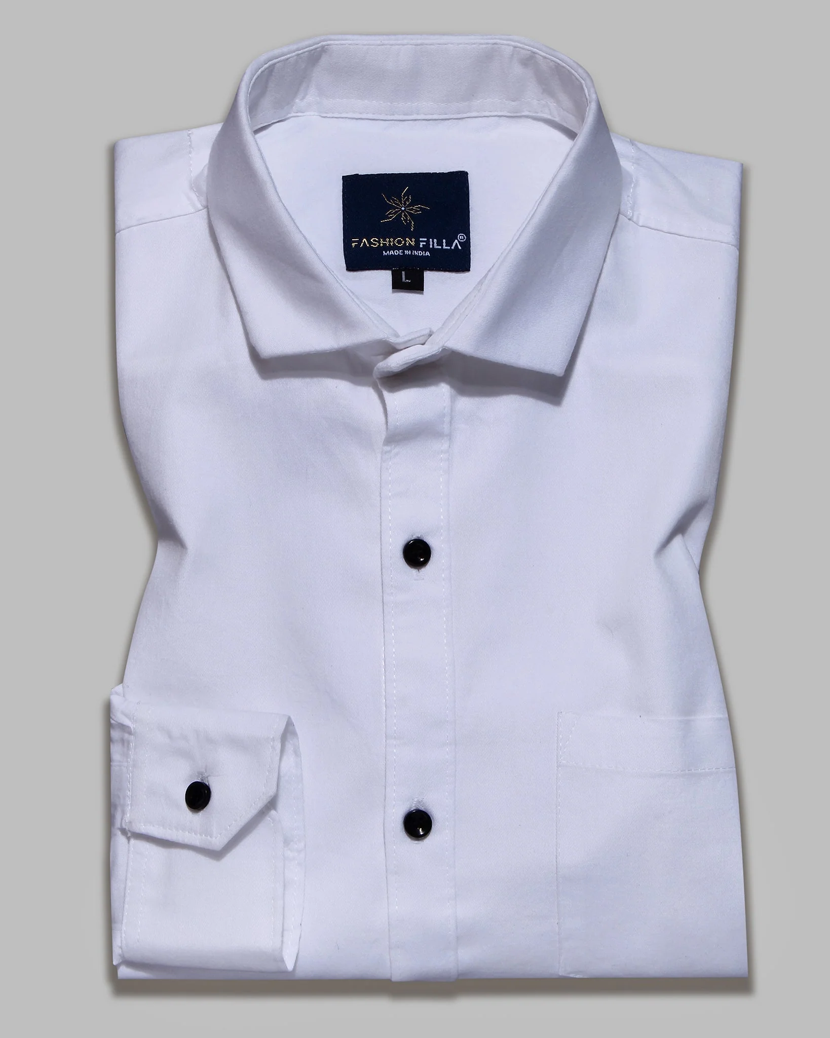 White Super Soft Black Button Premium Cotton Shirt - Image 3