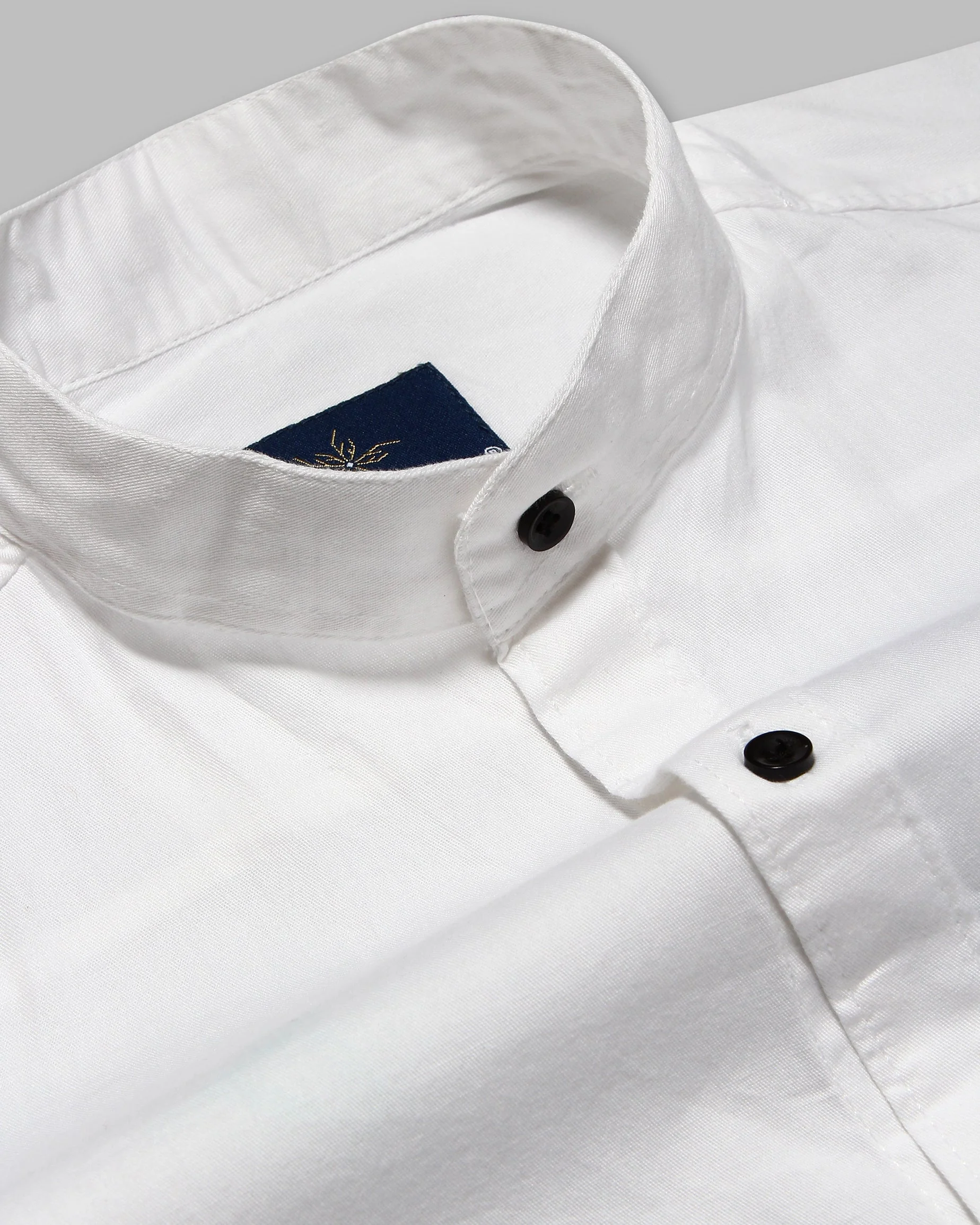 White Super Soft Kurta Collar Premium Cotton Shirt - Image 3