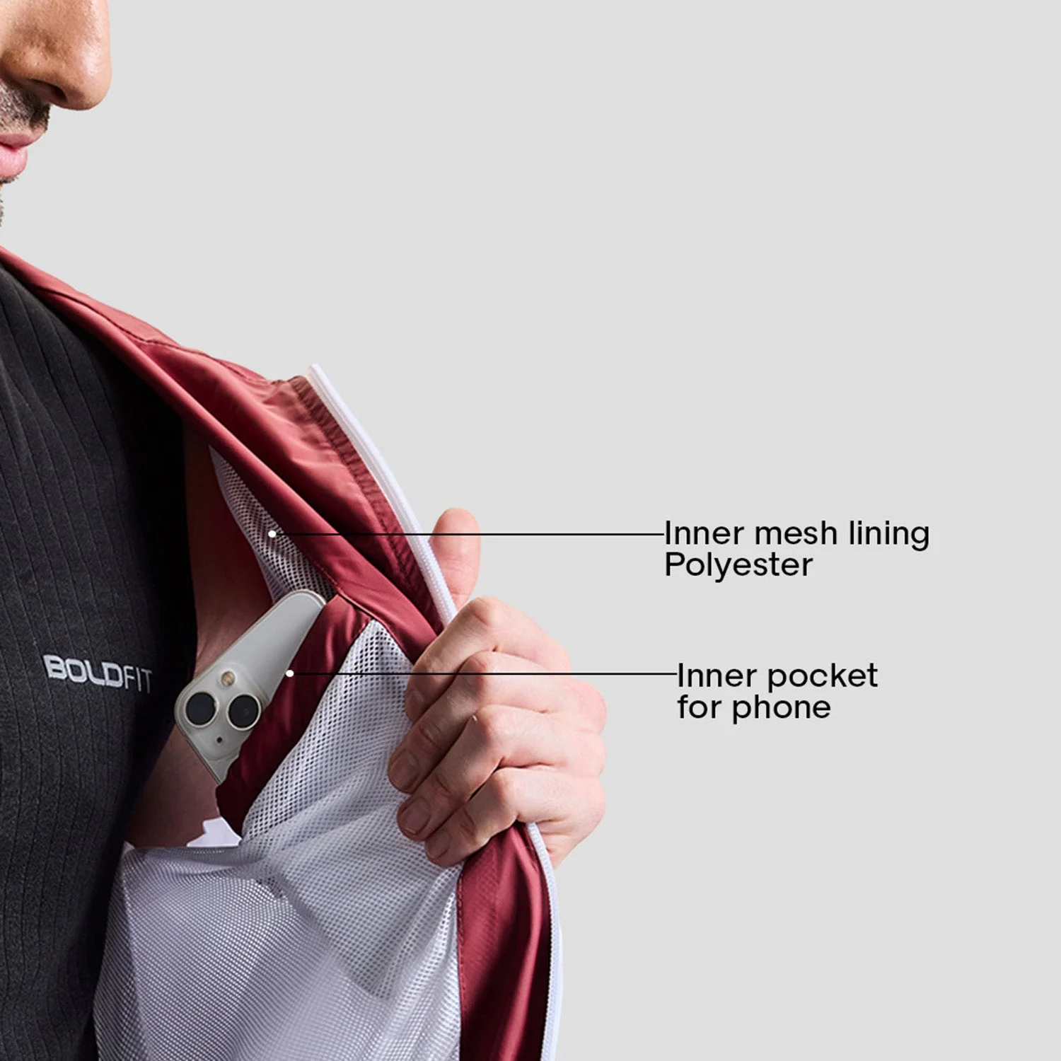 Windrush Mens Windcheater - Maroon/White - Image 2
