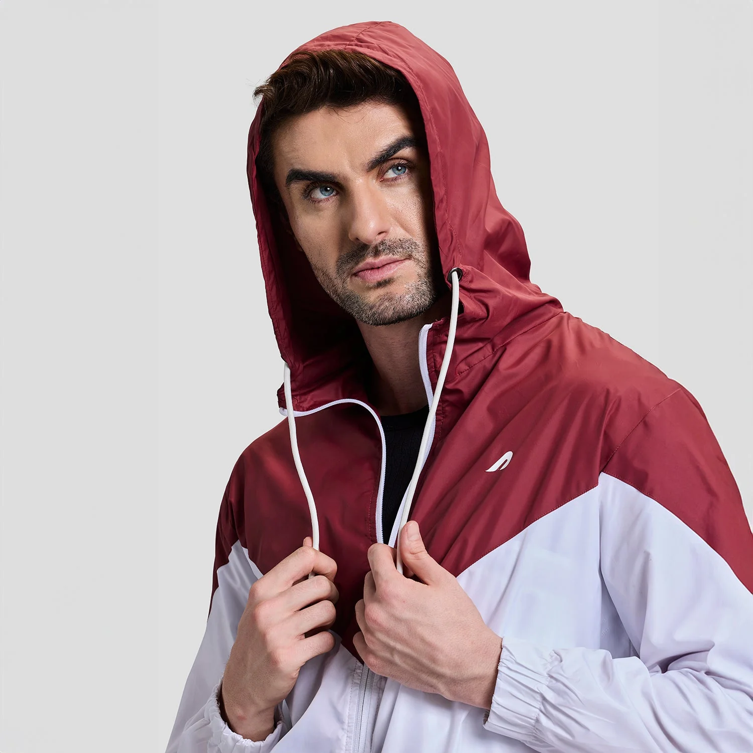 Windrush Mens Windcheater - Maroon/White - Image 5
