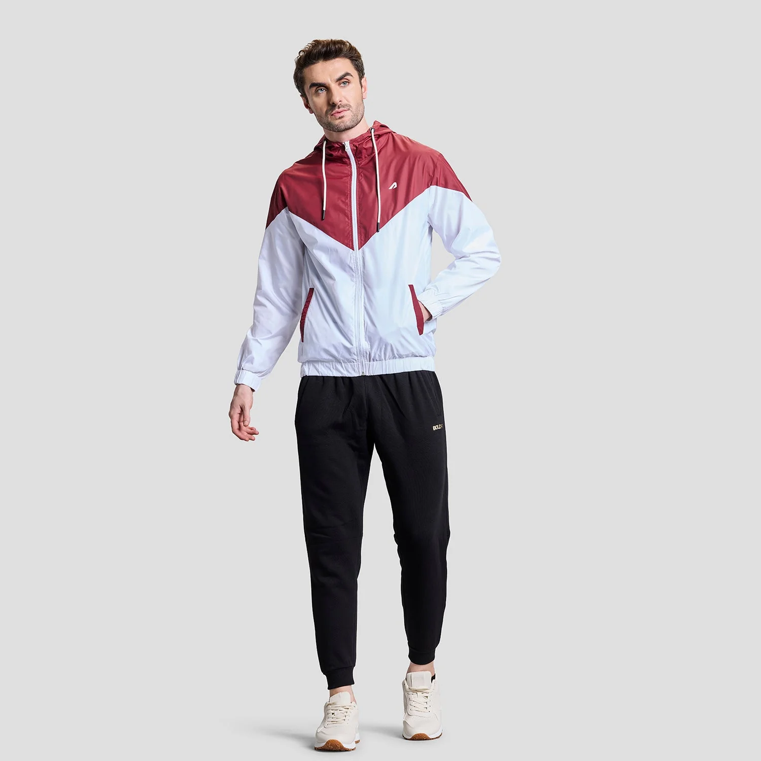 Windrush Mens Windcheater - Maroon/White - Image 7