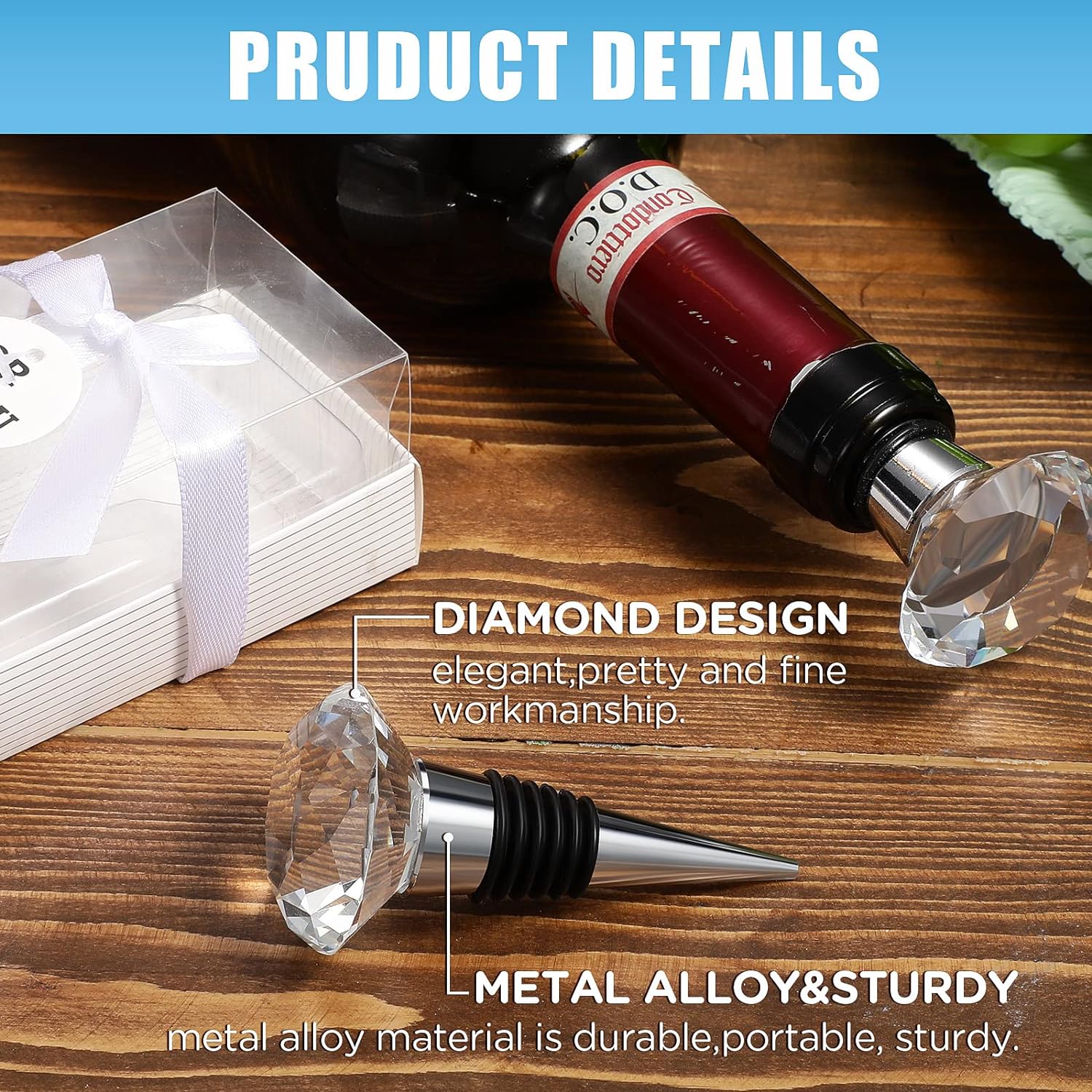 Wine Stoppers, Decorative Crystal Diamond Wine Bottle - Image 7