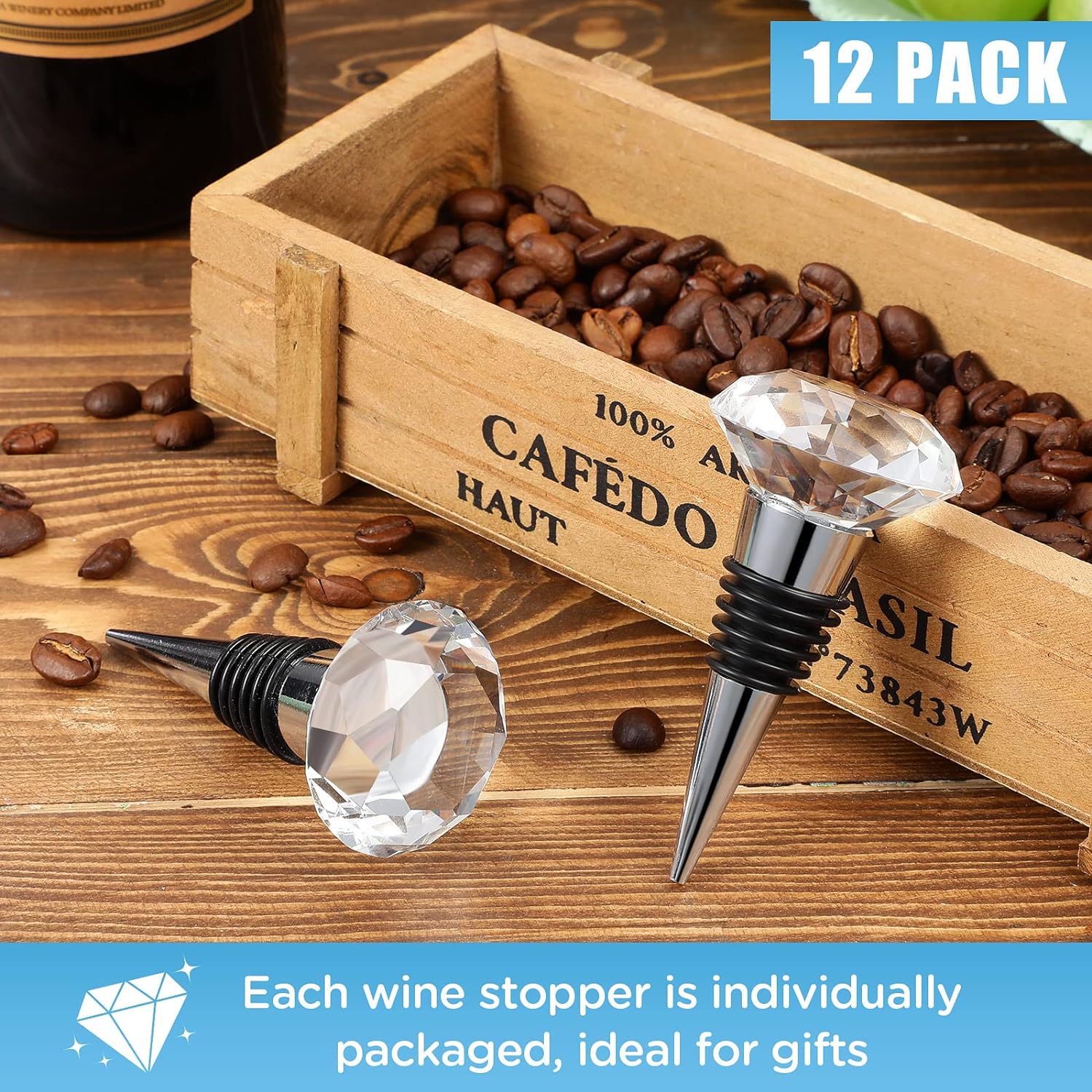 Wine Stoppers, Decorative Crystal Diamond Wine Bottle - Image 9