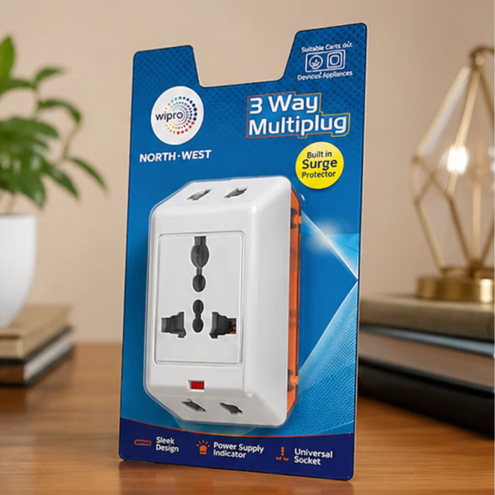 Wipro 3 Way Multiplug Adaptor Universal Socket - Surge Protection 6Amp - Image 5