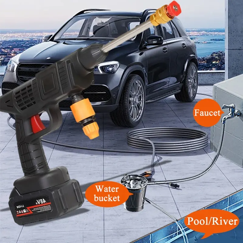 Wireless High Pressure Car Wash Machine Powerful Long Endurance Lithium Battery Cordless Water Jet Foam Gun Portable Car Washer - Image 4