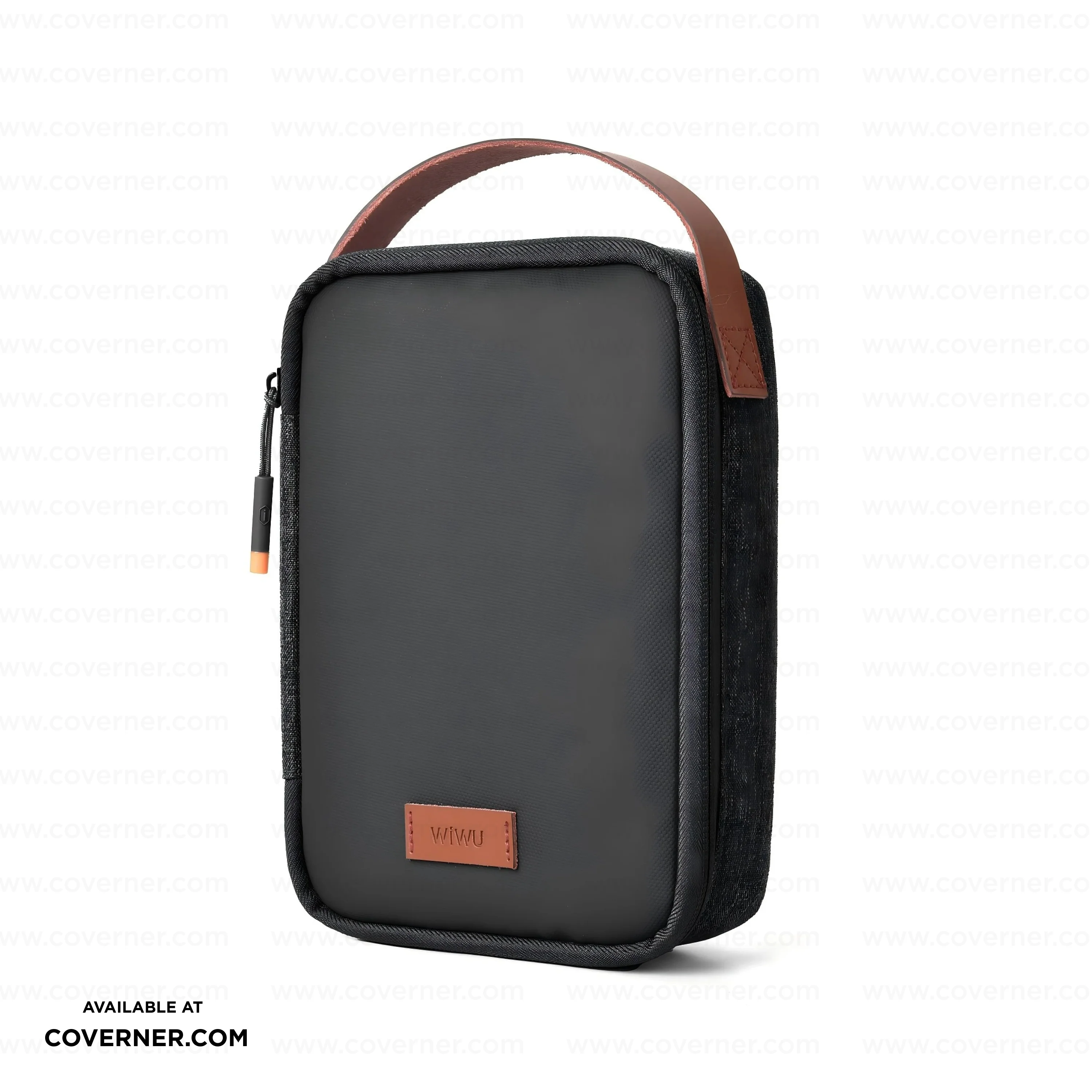 WiWU Minimalis Travel Tech Pouch – Splash-Proof Organizer with Leather Strap (Black/Gray) | Coverner India - Image 16