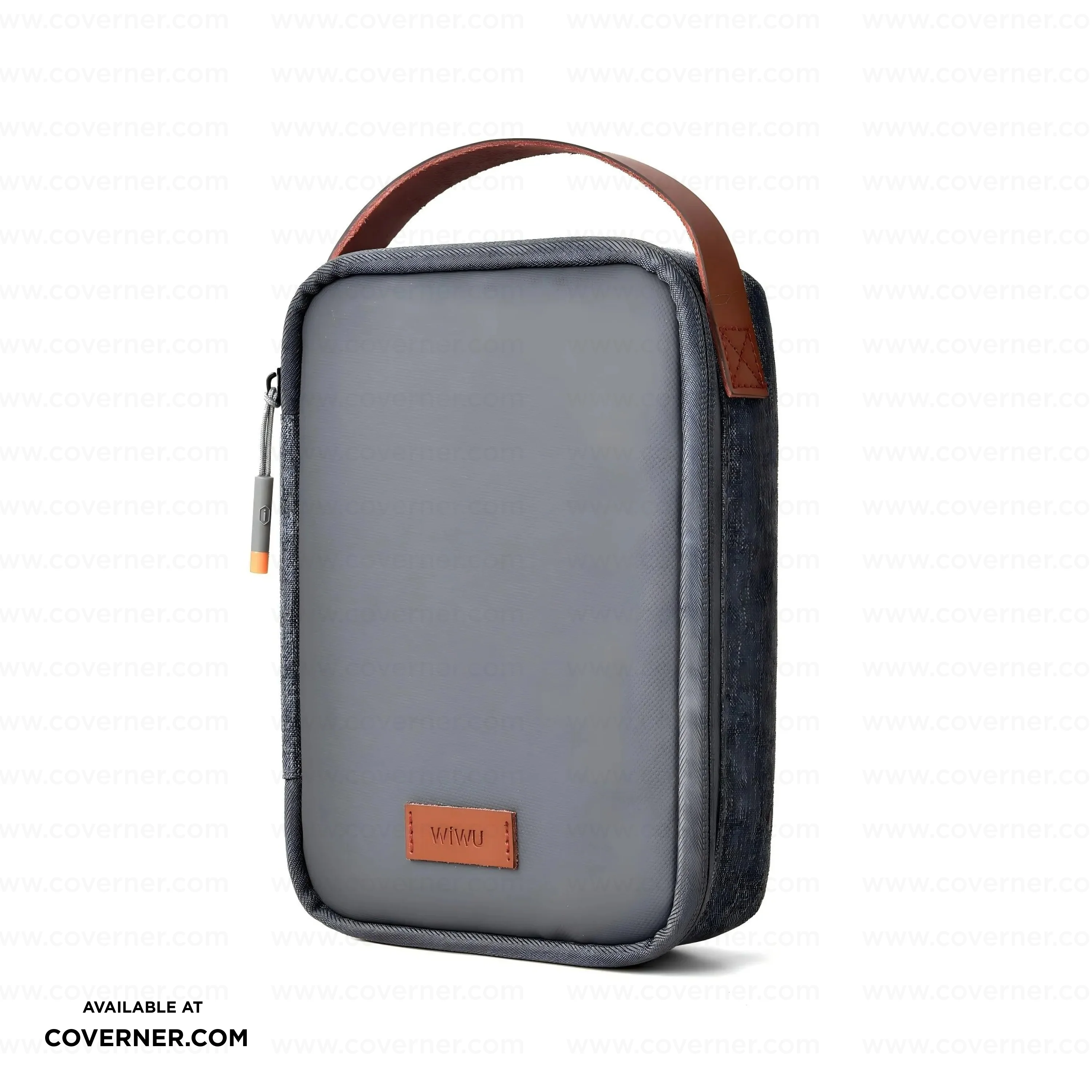 WiWU Minimalis Travel Tech Pouch – Splash-Proof Organizer with Leather Strap (Black/Gray) | Coverner India - Image 7
