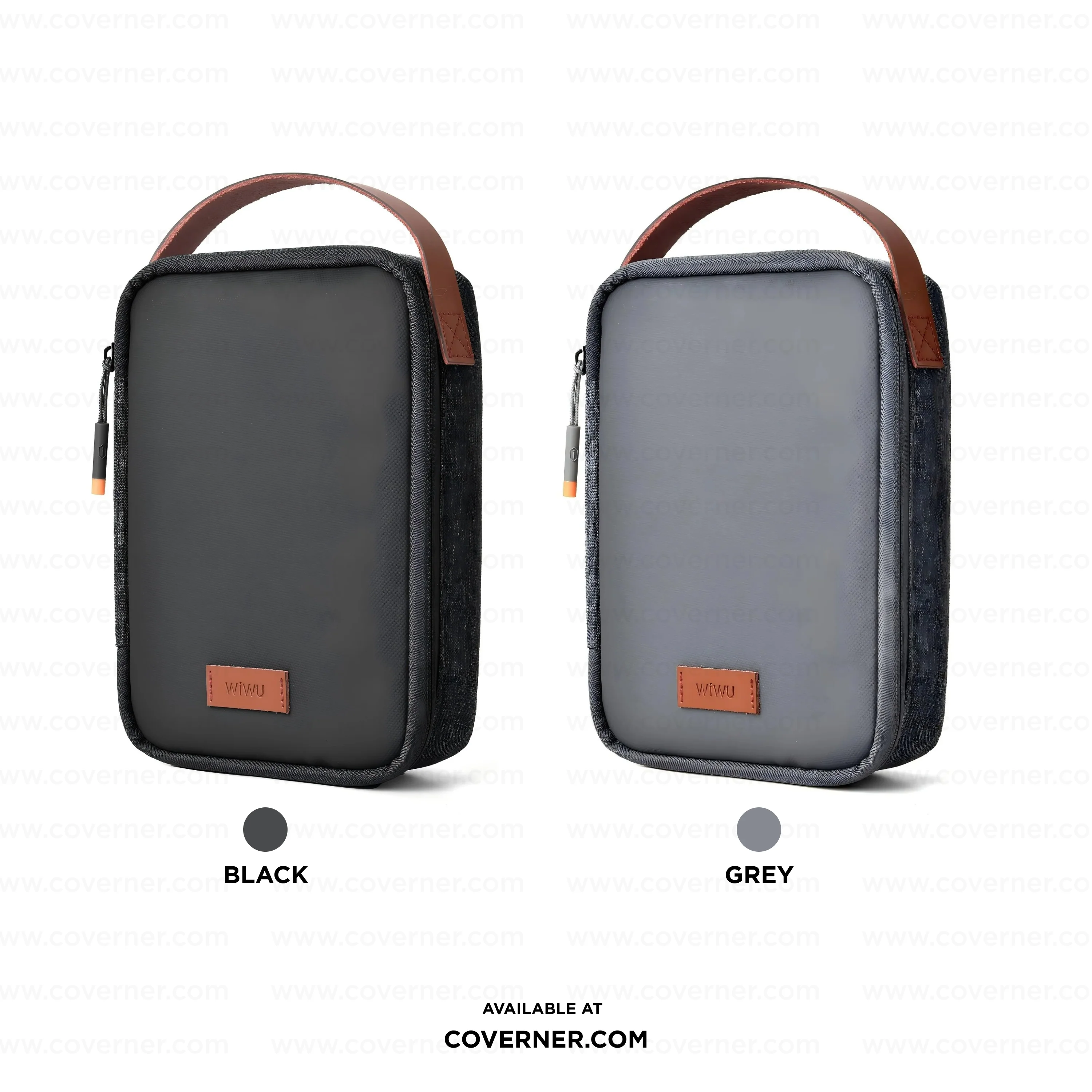 WiWU Minimalis Travel Tech Pouch – Splash-Proof Organizer with Leather Strap (Black/Gray) | Coverner India - Image 9