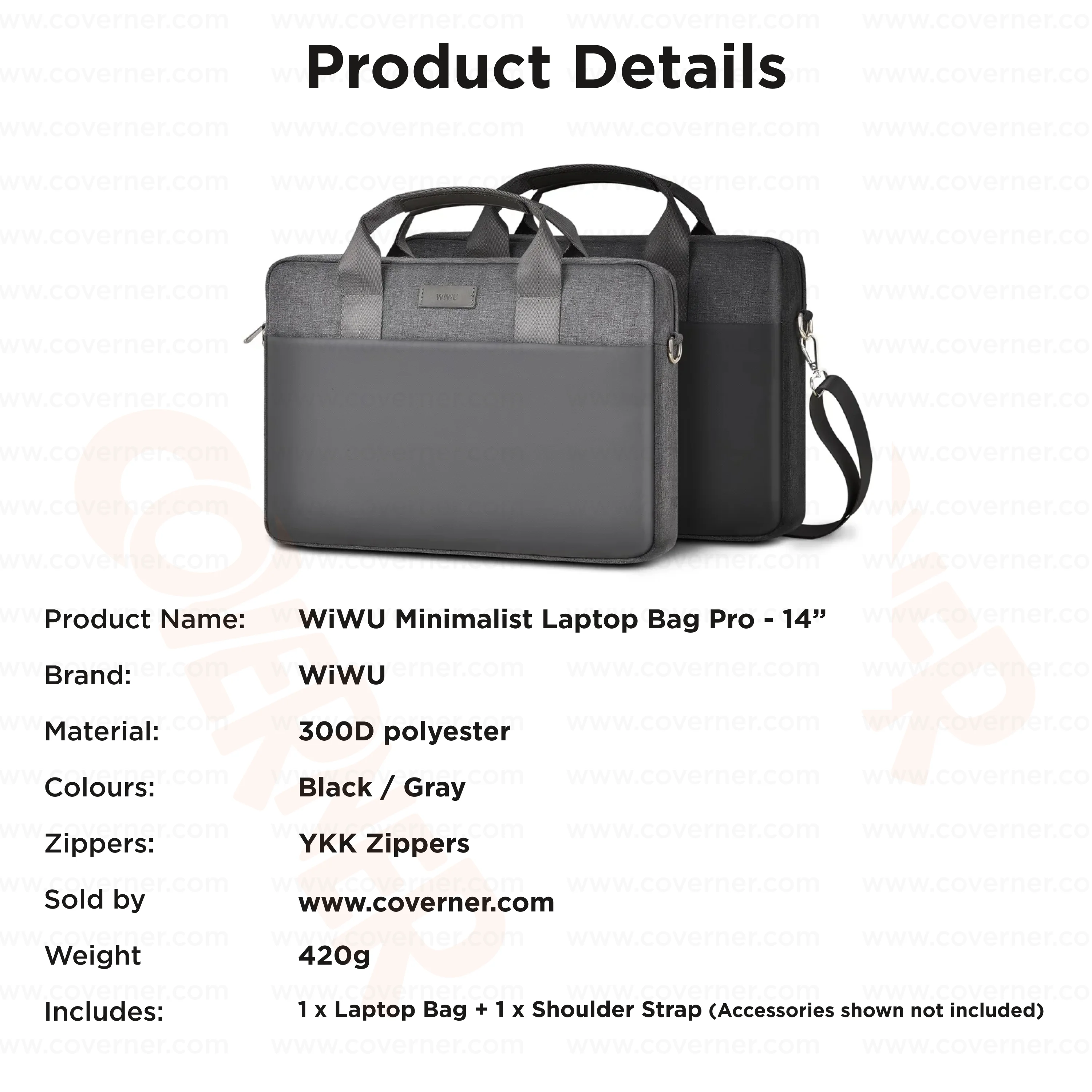 WiWU Minimalist Pro Laptop Bag – Water-Resistant Carry Bag for 13”/14” Tech Essentials | Coverner India - Image 8