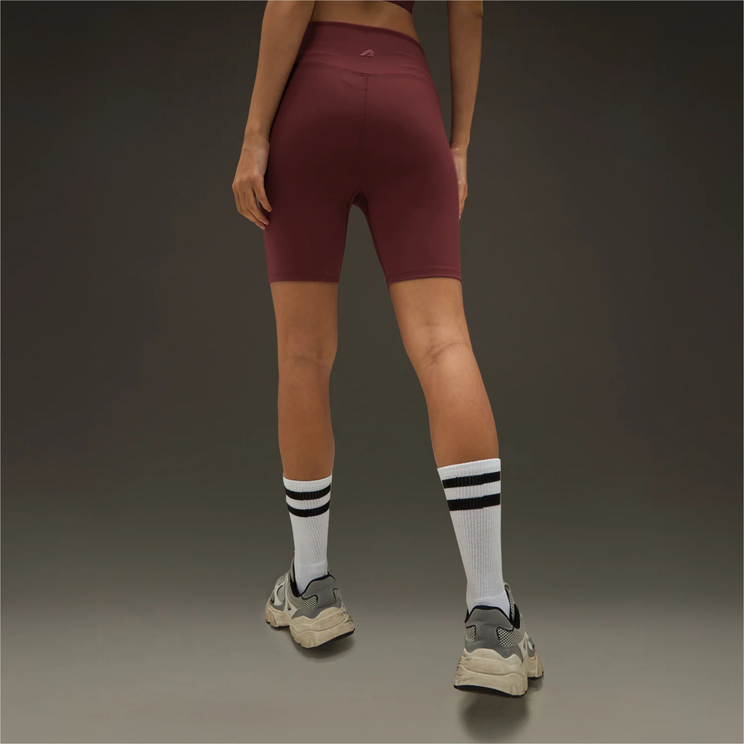 Women Align Shorts Burgundy - Image 2
