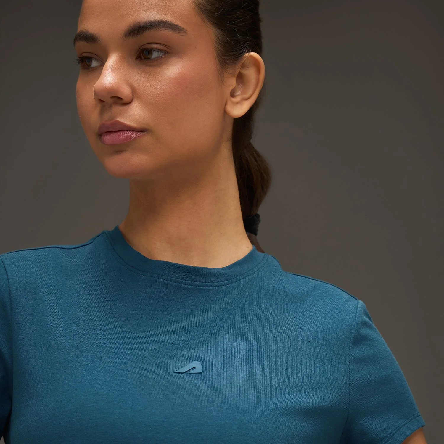 Women Essential Flared Cotton T-Shirt Airforce Blue - Image 2
