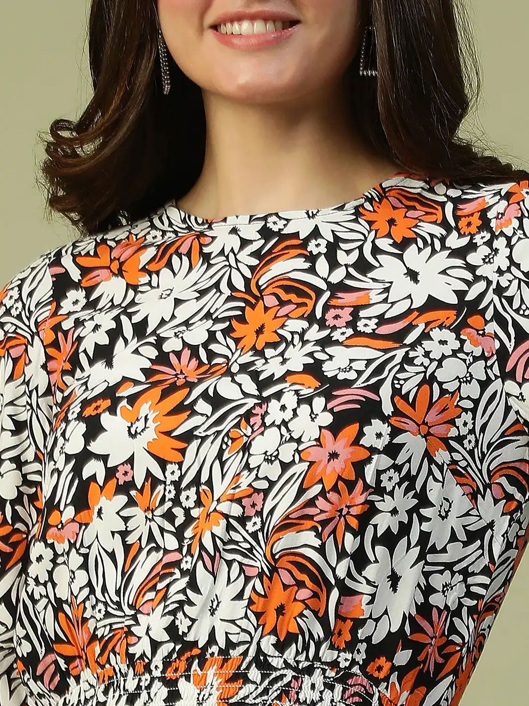 Women Multicolor Floral Viscose Long Sleeve, Elastic Dress - Image 2