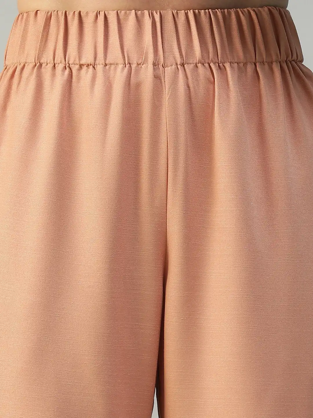 Women Peach Straight Pants with Side Pockets - Image 2