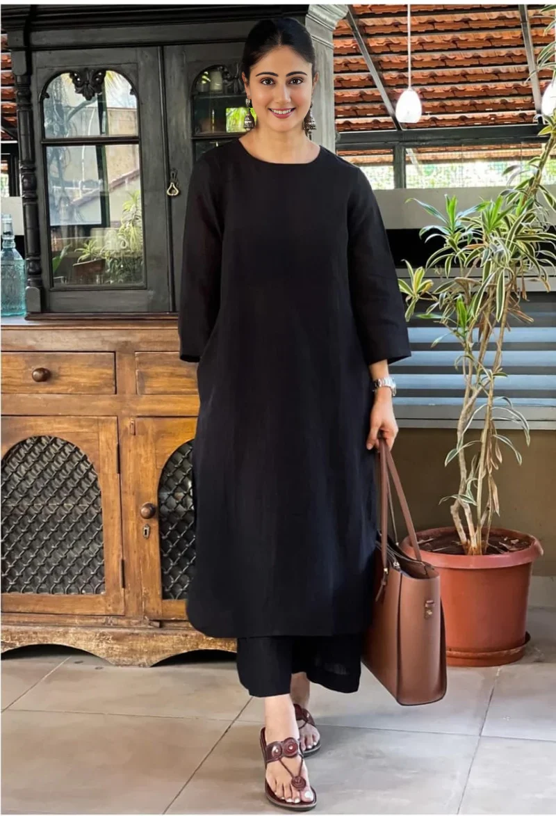 Women's Cotton Kurta pant sets - Black - Image 16