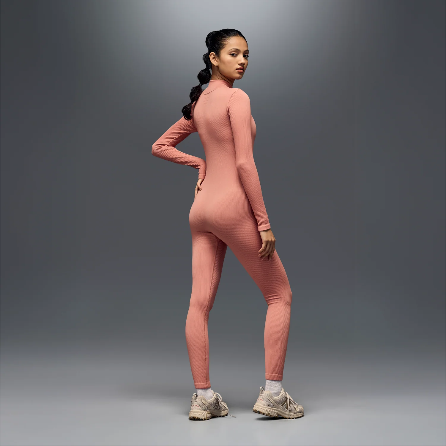 Women's Full Sleeve Zip-Up BodySuit Pink - Image 7