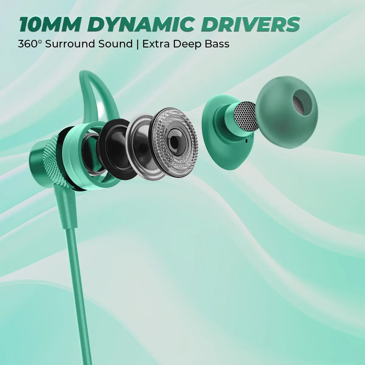 Wooband 105 Wireless Neckband Green (LNB-123) - Image 4