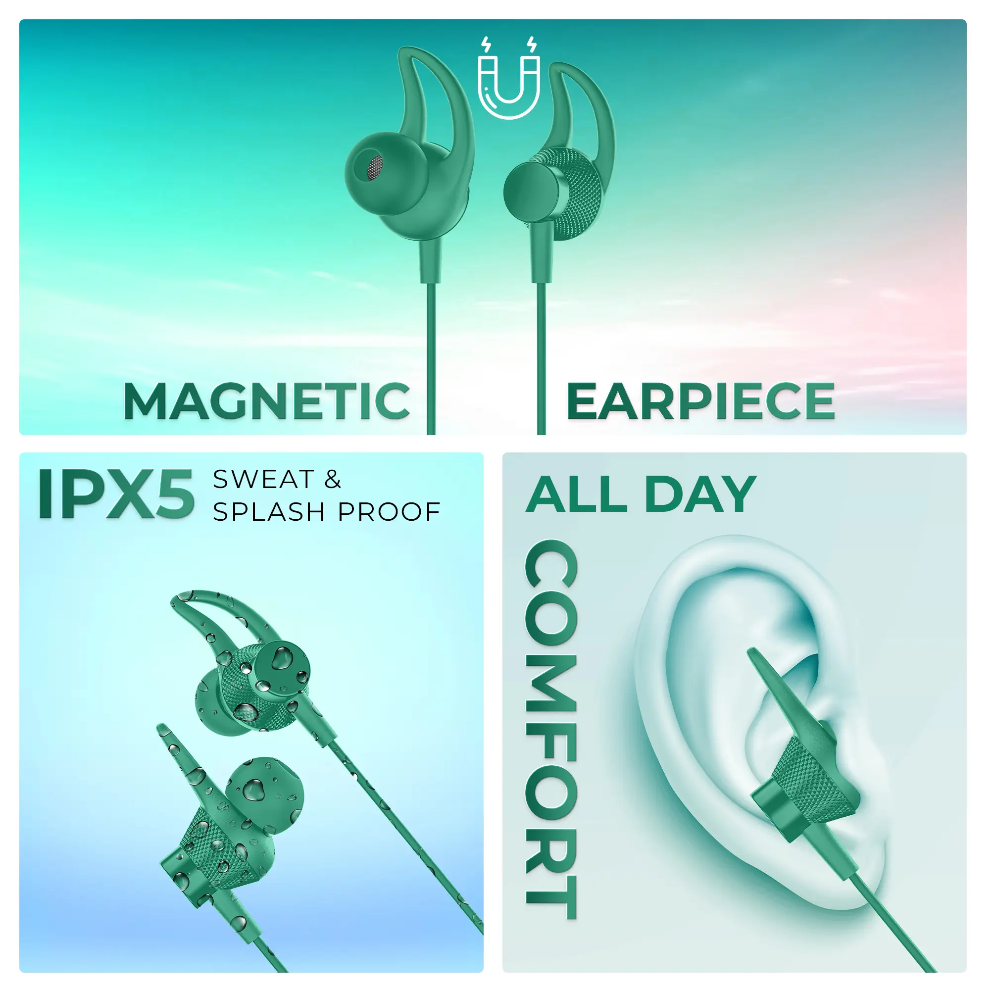 Wooband 105 Wireless Neckband Green (LNB-123) - Image 7