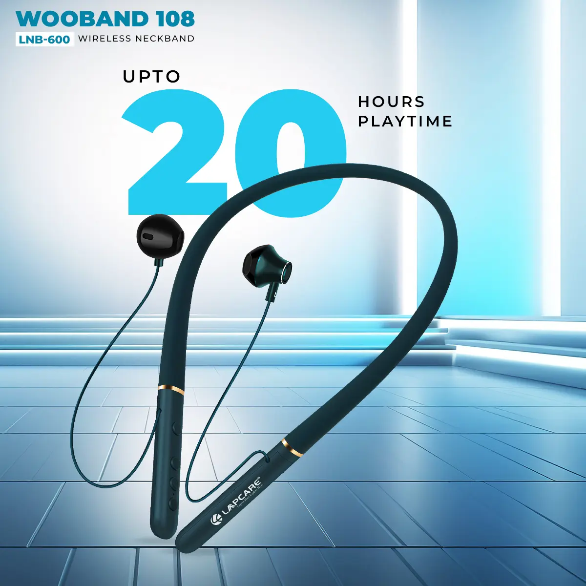 WOOBAND 108 Wireless Neckband Blue (LNB-600) - Image 2