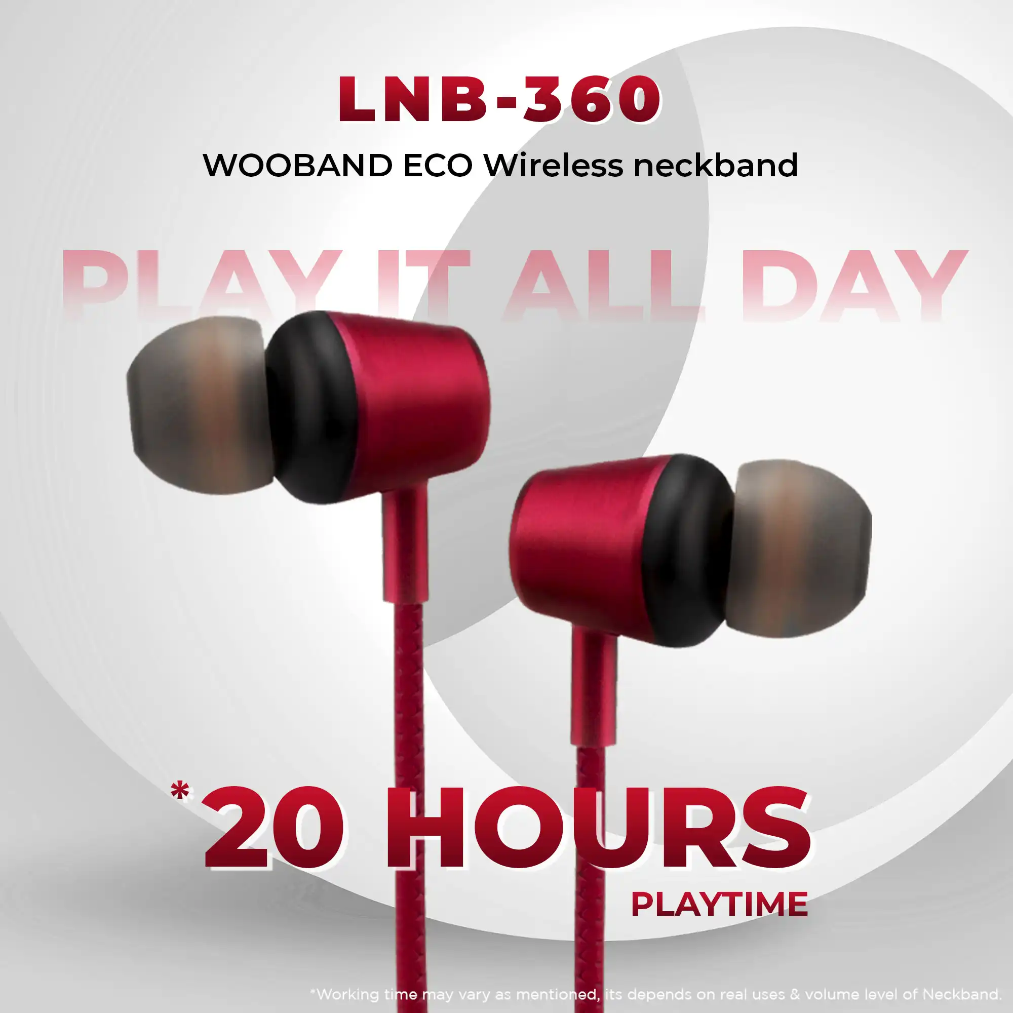 WOOBAND ECO Wireless neckband Red(LNB-360) - Image 3