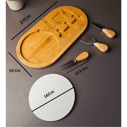 Wooden Cheese Platter Set With Marble Board And Cheese Cutlery Style 2 - Image 5