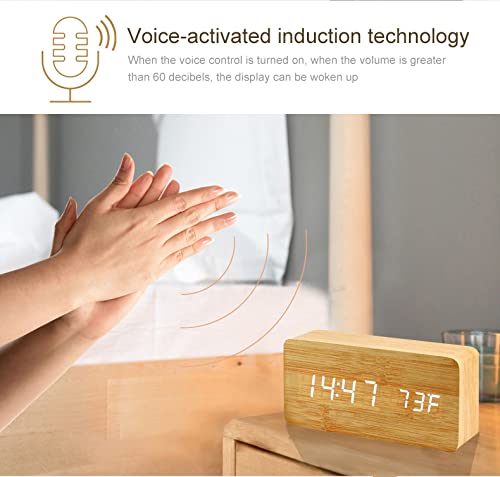 Wooden Digital Clock Temperature Date Display Clock 1 pc - Image 5