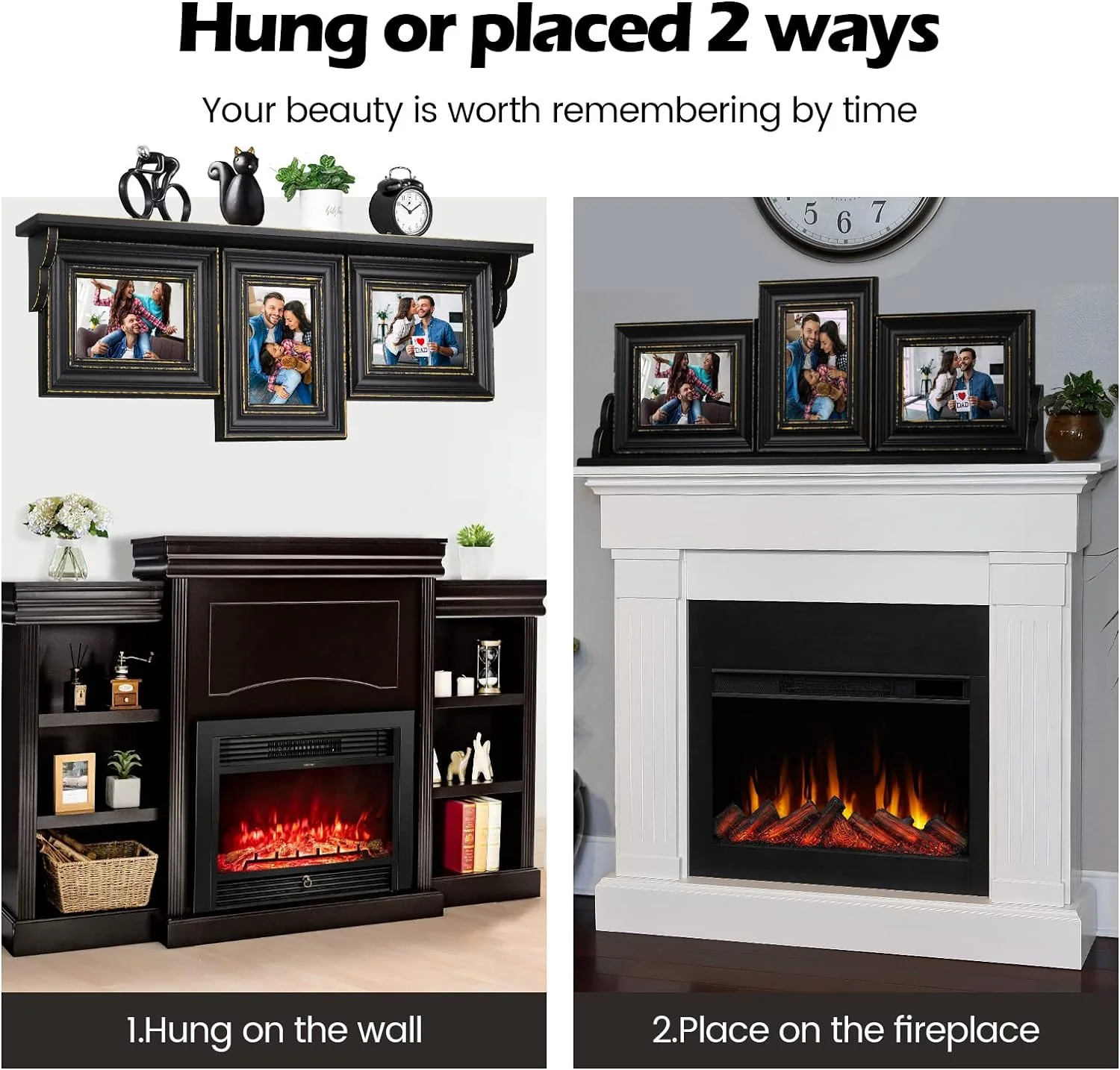 wooden shelf set of 3 photoframe - Image 7