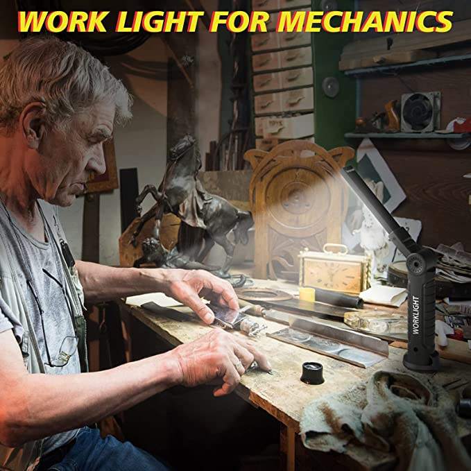 WorkLight: Rechargeable LED Work Light with Magnetic Base & 360° Folding Design, 5 Lighting Modes, Hook & Portable Torch for Car Repair, Camping & Emergency Use - Image 7