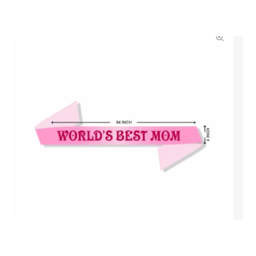 World's Best Mom Printed Sash (Pink) (Pack of 1) - Image 2