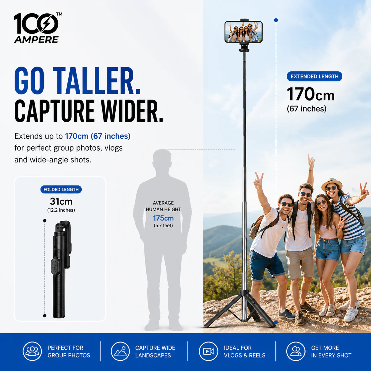 Y17 Bluetooth Selfie Stick Tripod with Remote - Image 3