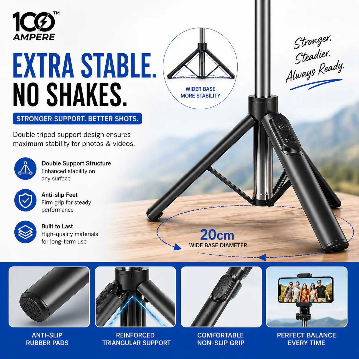 Y17 Bluetooth Selfie Stick Tripod with Remote - Image 5