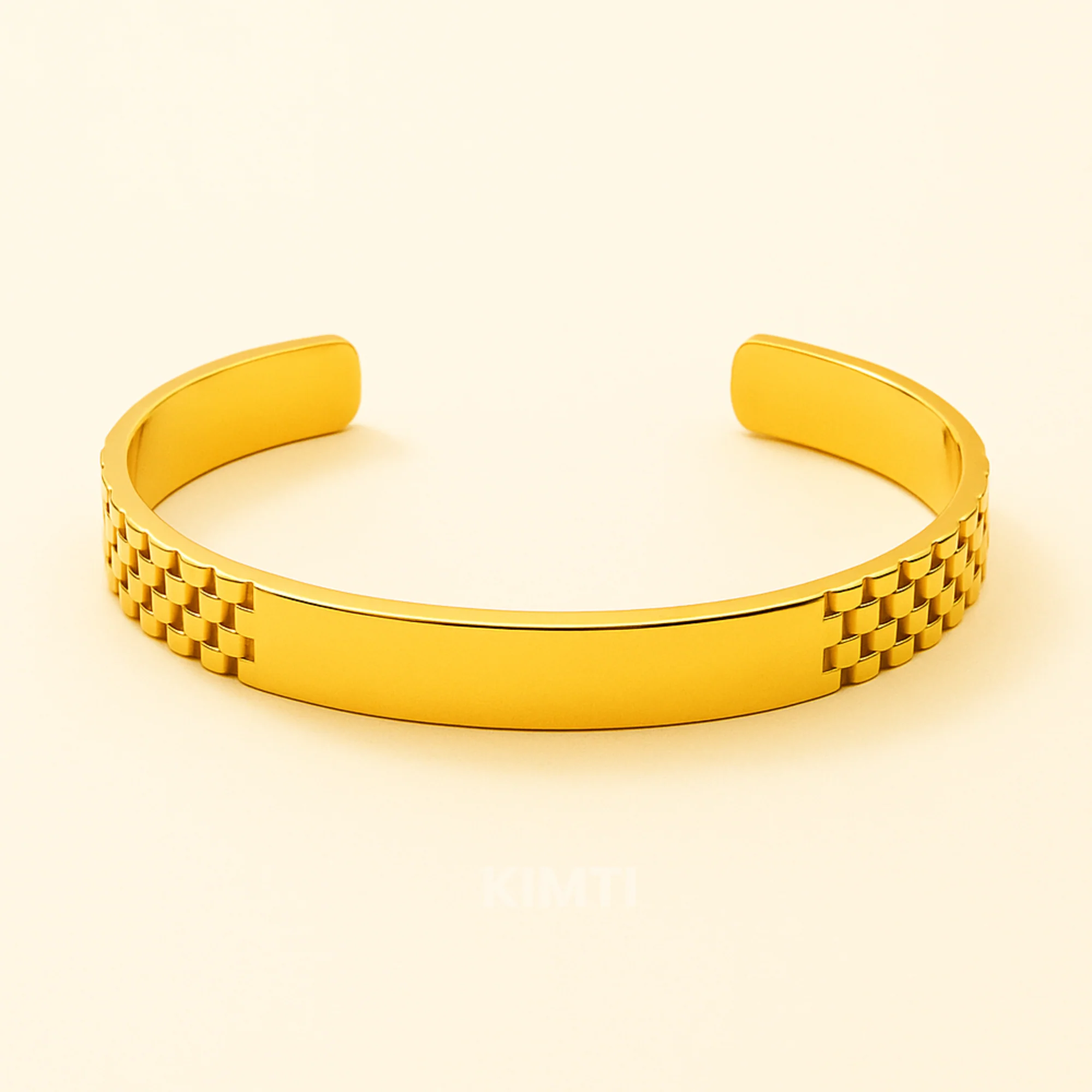 Yellow Chimes Golden Broad Men Bracelet