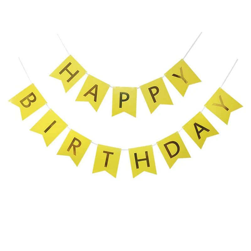 Yellow Happy Birthday Banner And Black Metallic Balloons (Pack of 50) - Image 2