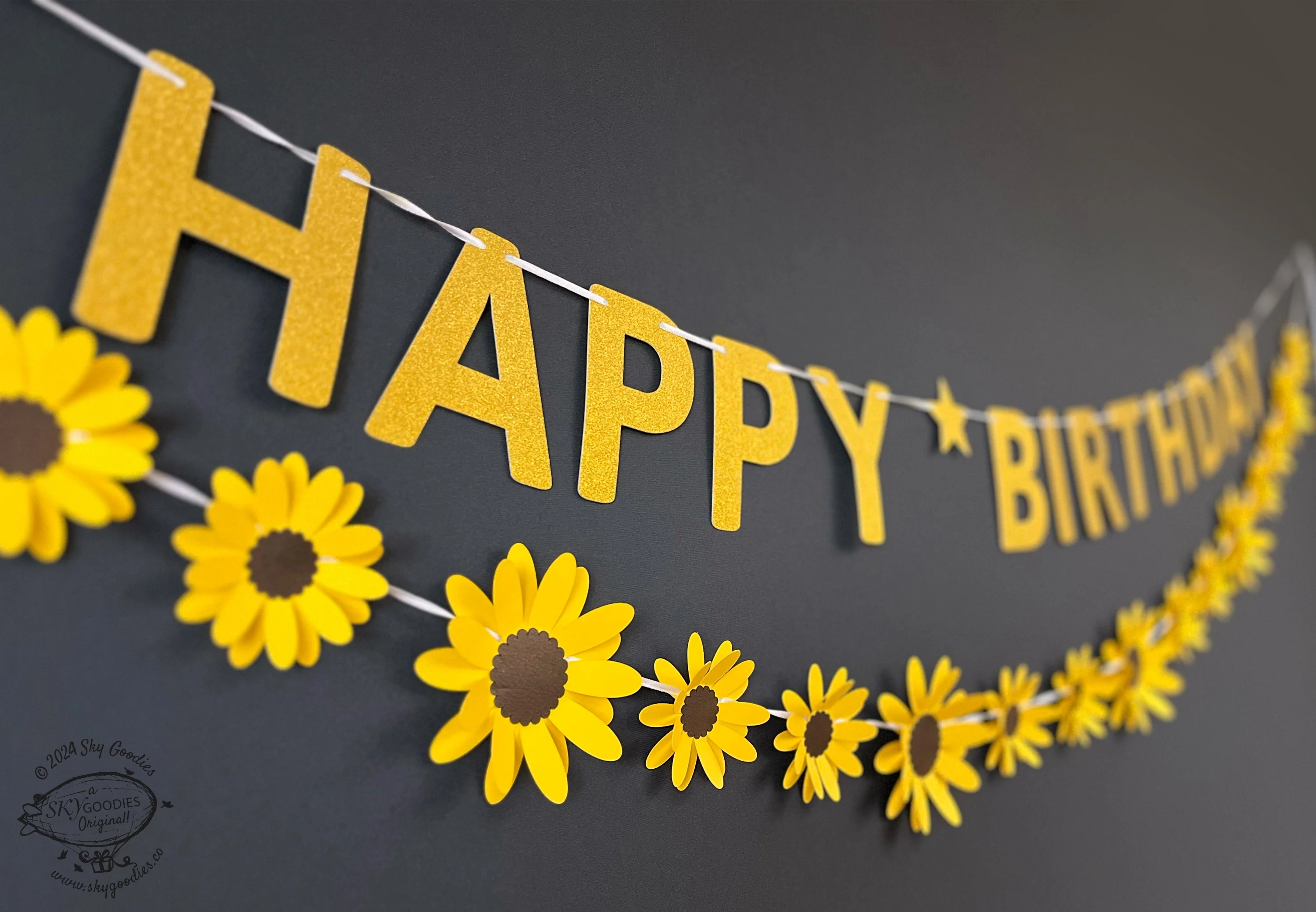 Yellow Sunflower and Happy Birthday Paper Party Decor - Image 3