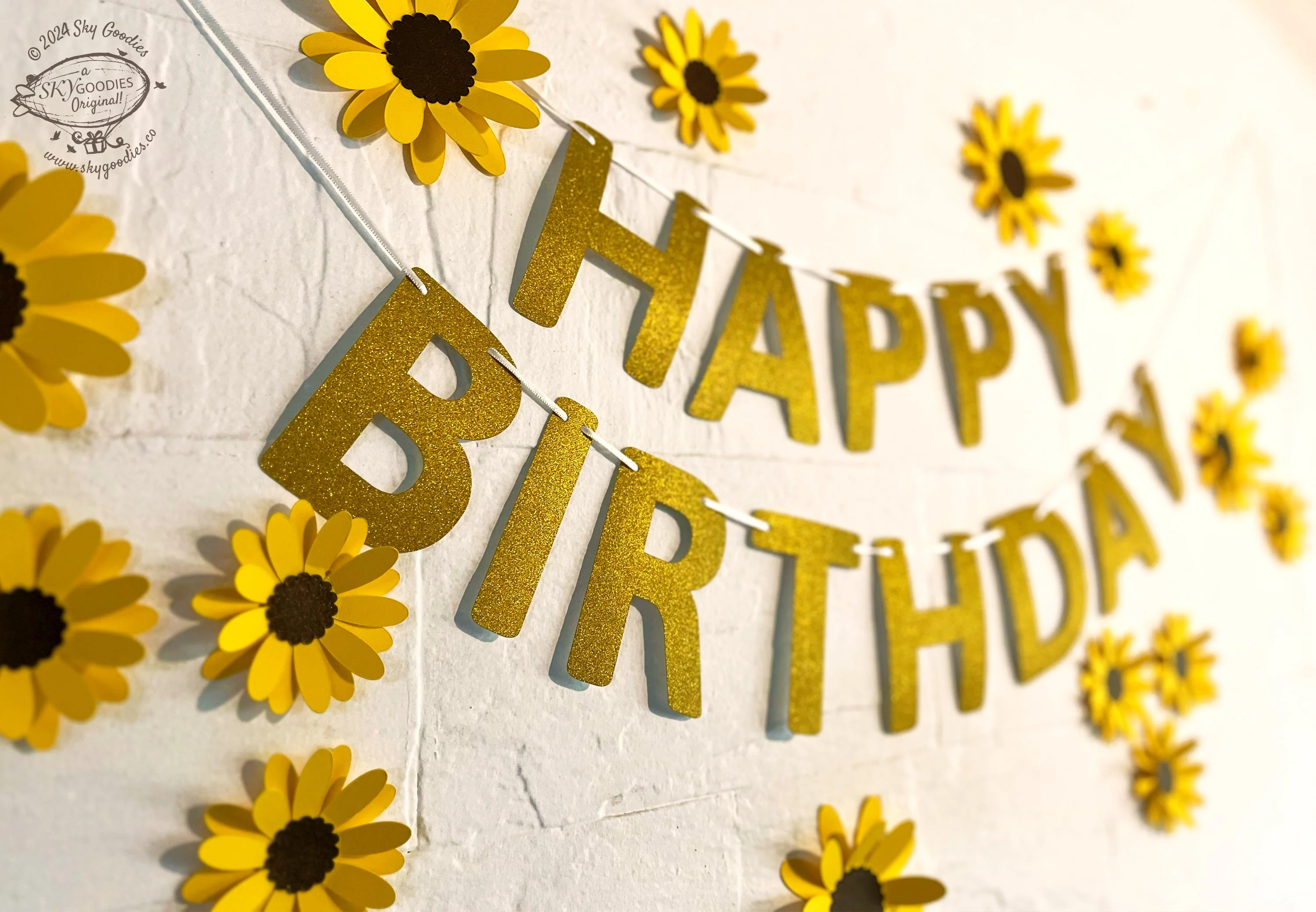 Yellow Sunflower and Happy Birthday Paper Party Decor - Image 4