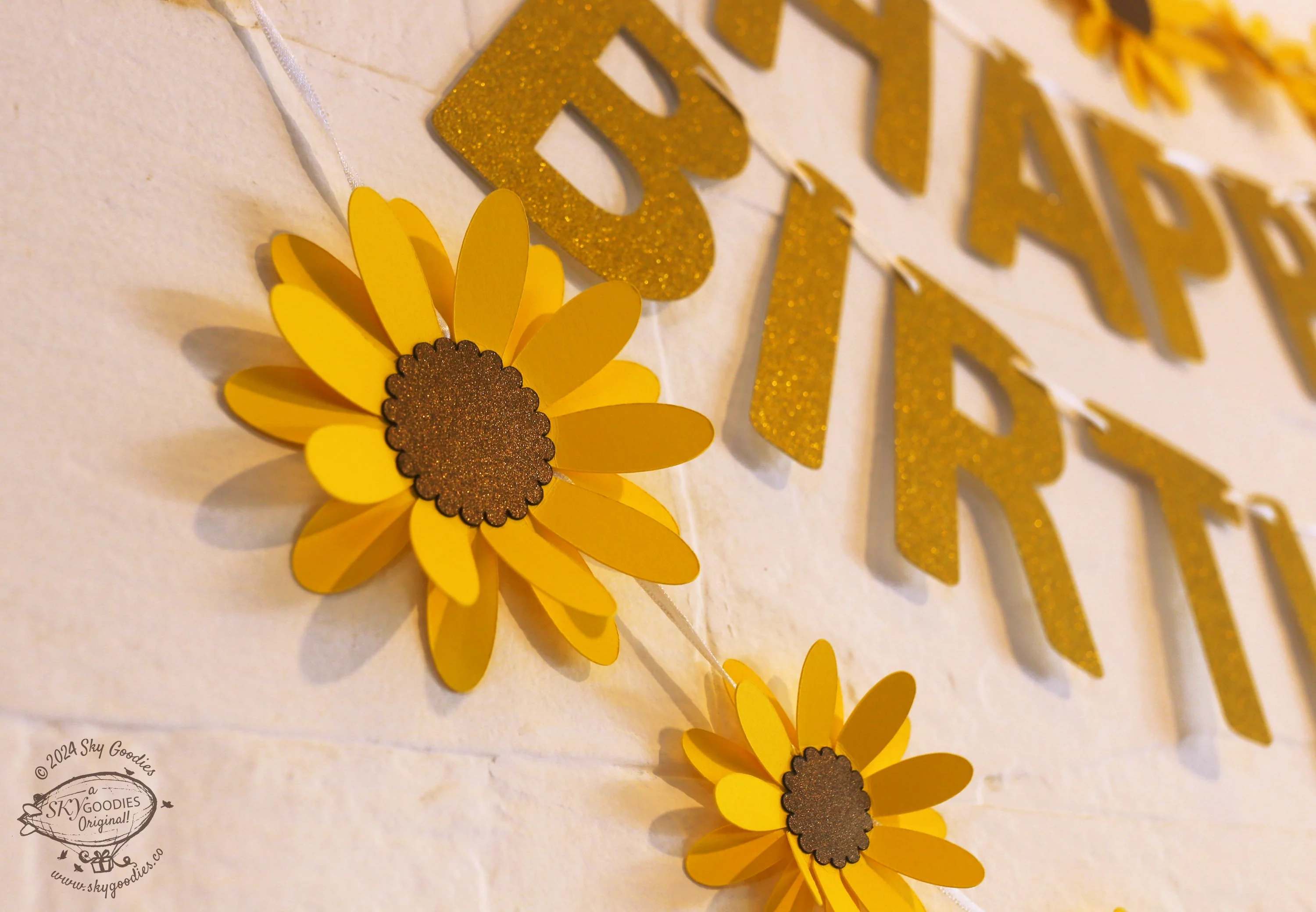 Yellow Sunflower and Happy Birthday Paper Party Decor - Image 6