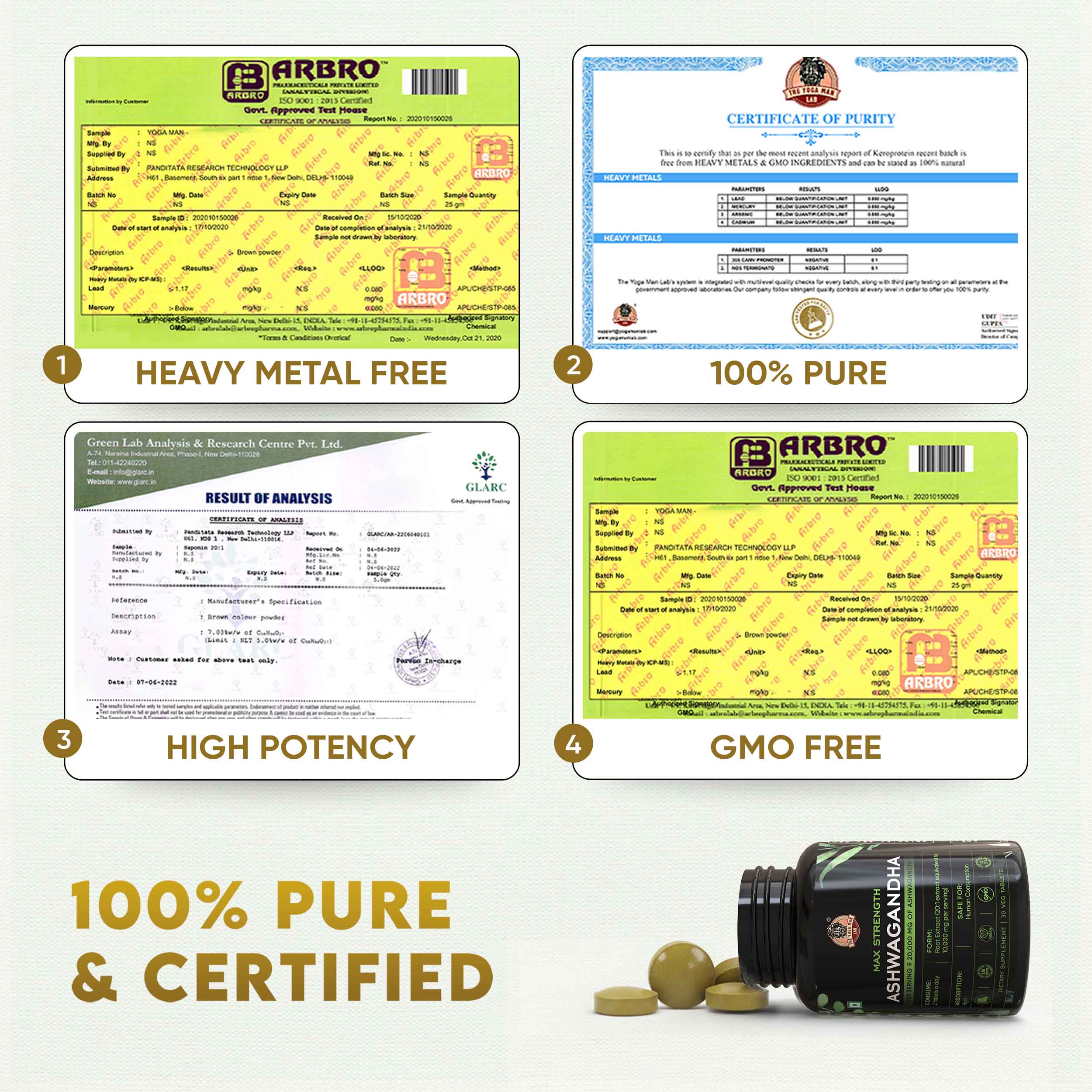 YogaManLab® Ashwagandha Tablets - 100% Lab Certified | Xtra Energy Booster & Stress Reliever - 30 Tablets - Image 12