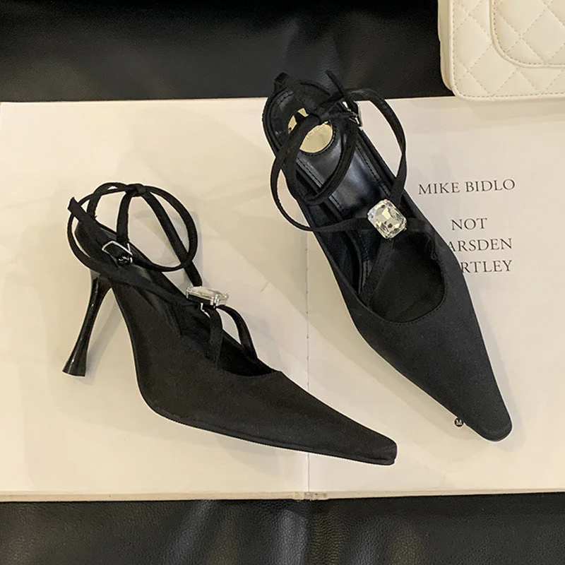 YSL Harlow Crystal Embellished Satin Pumps - Image 2
