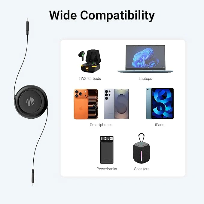 Zebronics Type C to C Retractable Cable - 60 Watts - Image 7