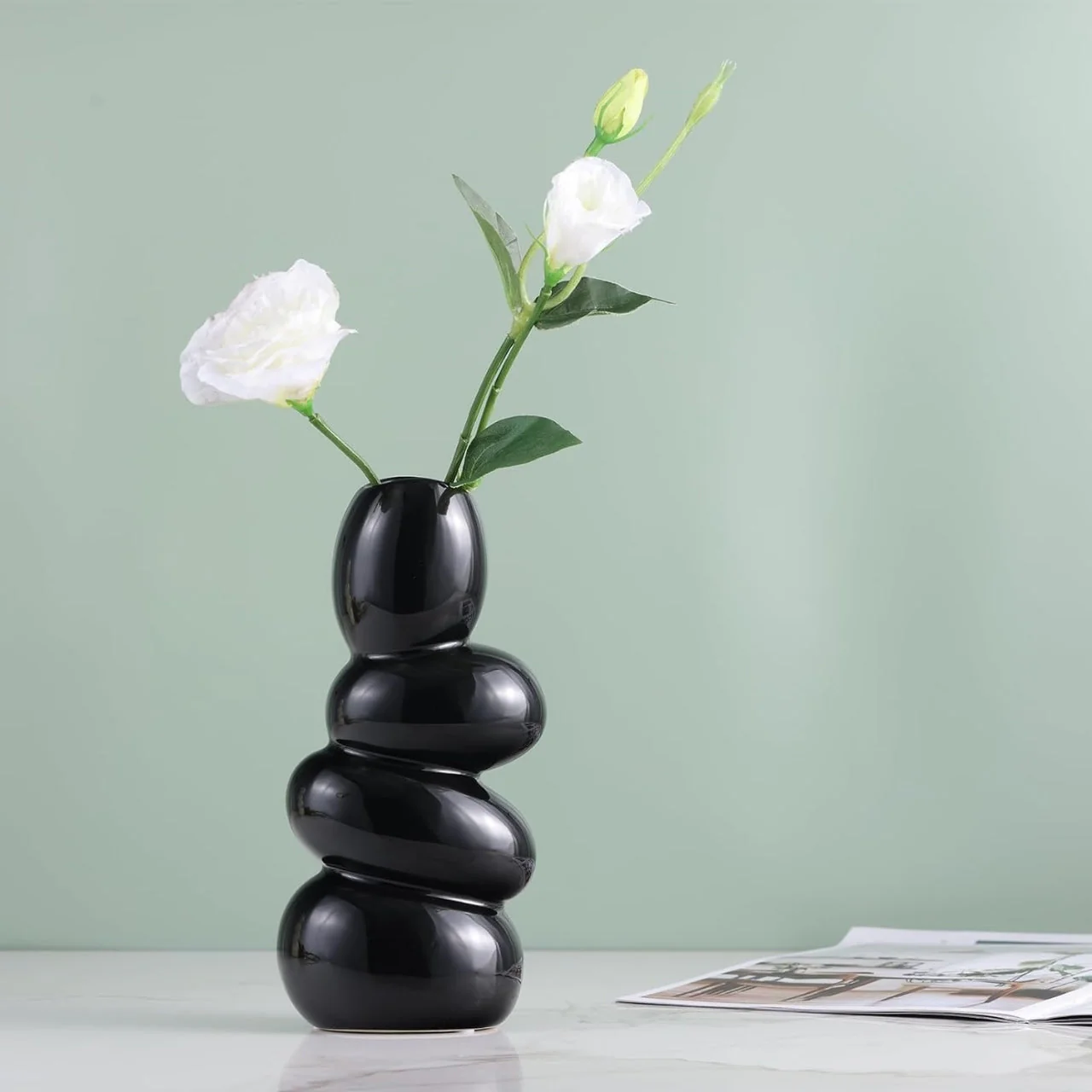 Zen Pebble Style Ceramic Vase / Planter – Modern Sculptural Design - Image 3