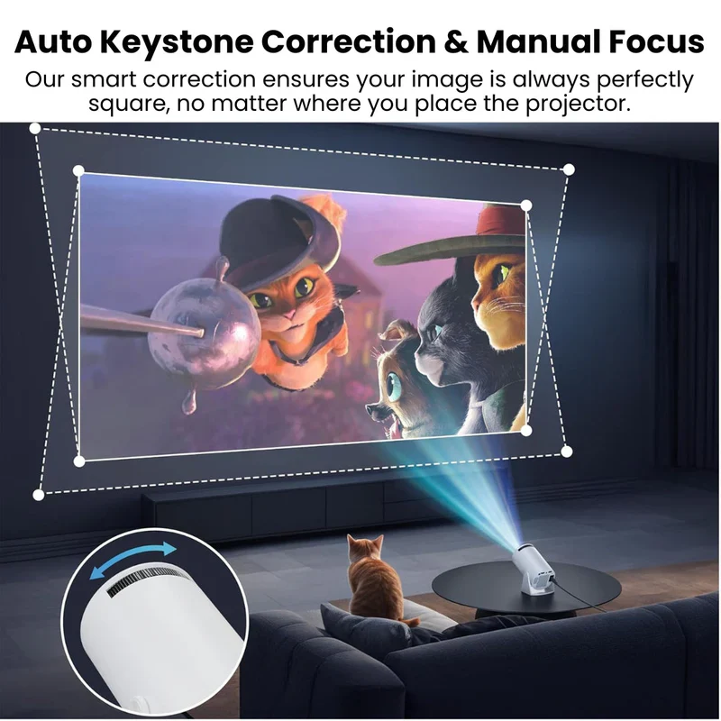 Zenith: Portable WiFi-Enabled HD Smart Projector with 4K Support, Built-in Apps (YouTube, Netflix, Prime), Rotatable Design & 100" Max Display - Image 3