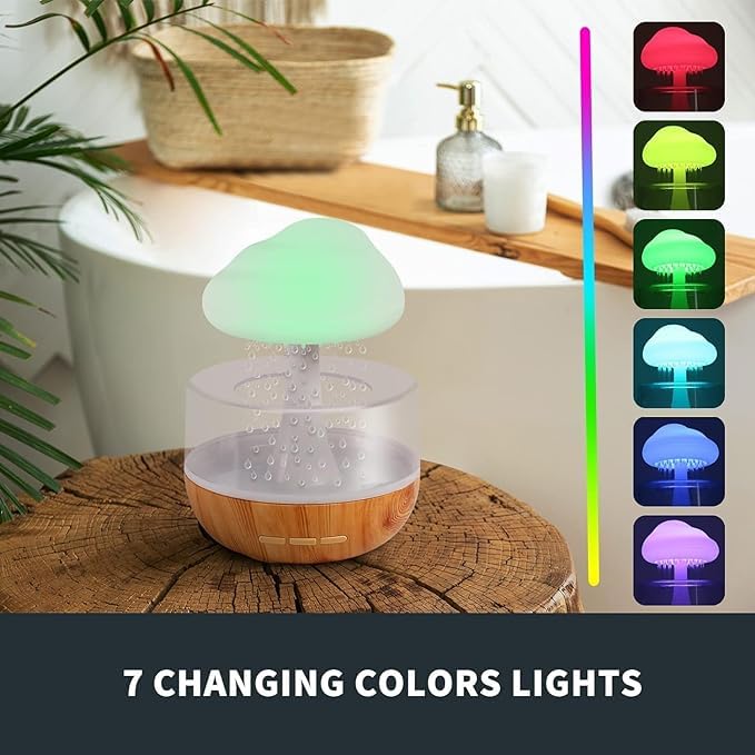ZenMist: Mindfulness Rain Cloud Humidifier with Water Drop Sounds, 7-Color Night Light & Essential Oil Diffuser for Relaxation & Aromatherapy - Image 5