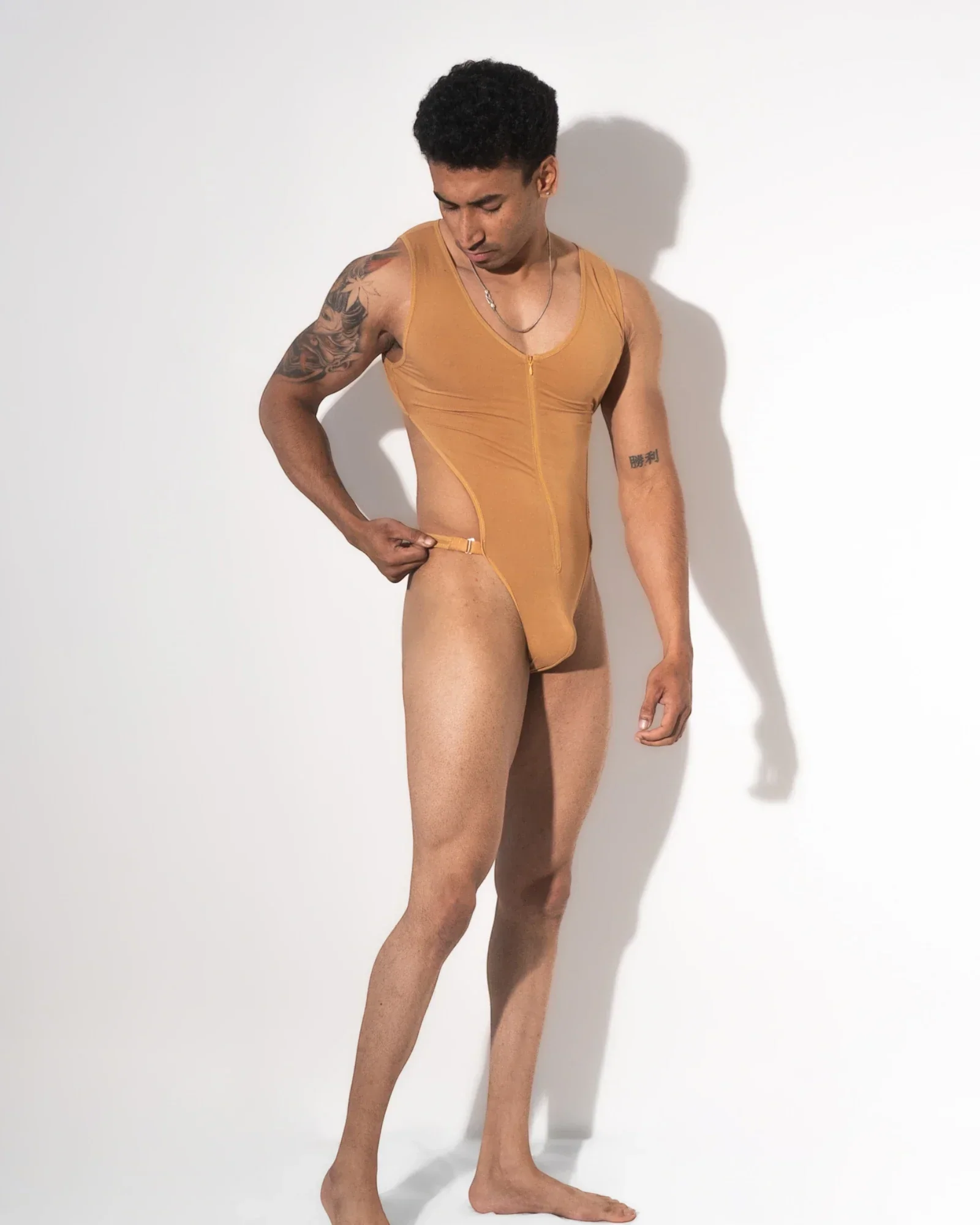 Zipper Bodysuit /Tan - Image 3
