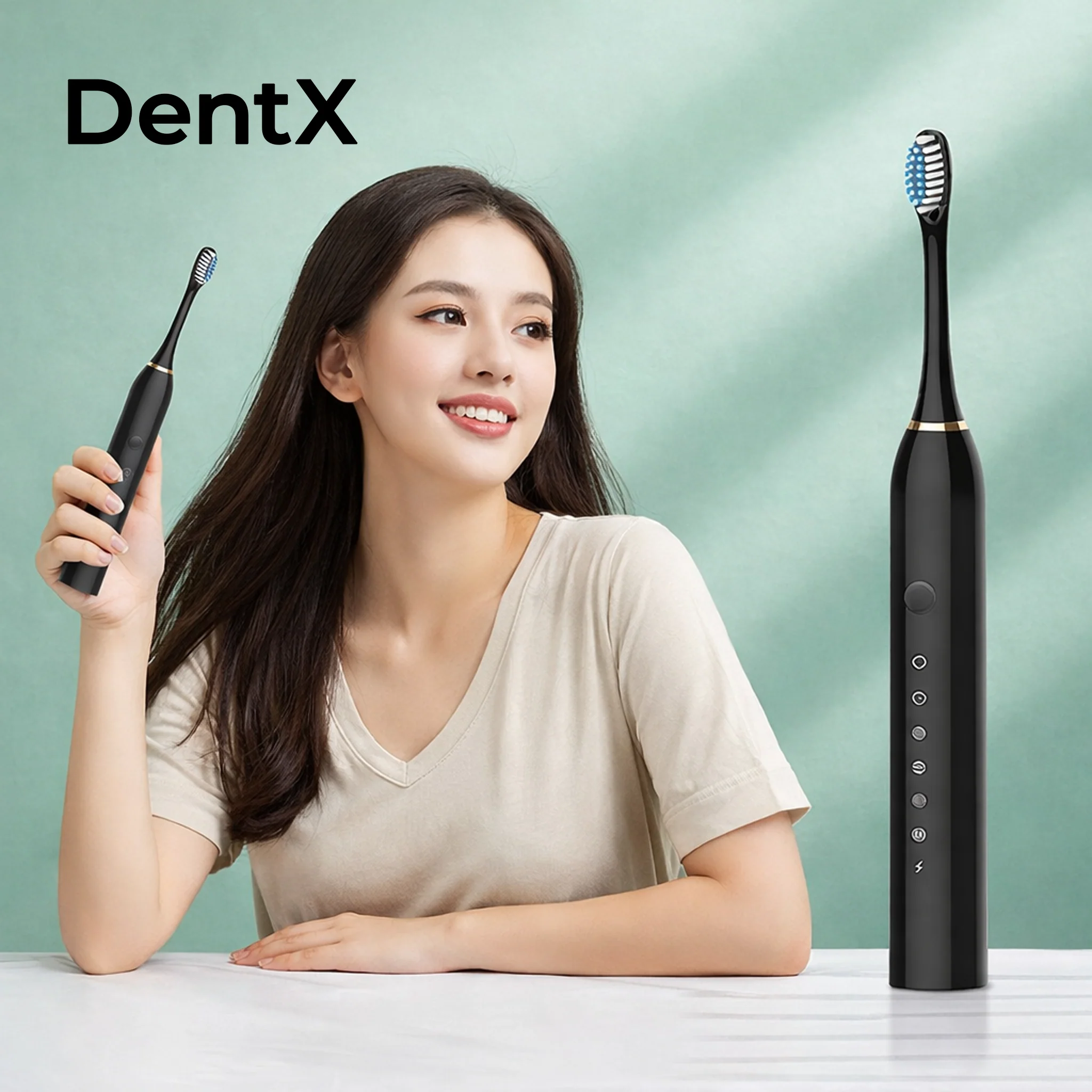 ZivX DentX | Sonic Electric Toothbrush | 5 Cleaning Modes | 3 Brush Heads | 40,000 Strokes/Min | IPX7 Waterproof | USB Rechargeable | Smart 2-Min Timer (Copy) - Image 4