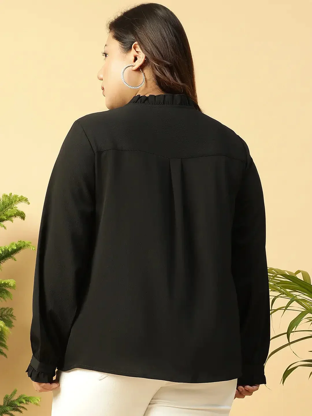 Zone Black Long Sleeve Button Down Plus Size Women Shirt - Image 5