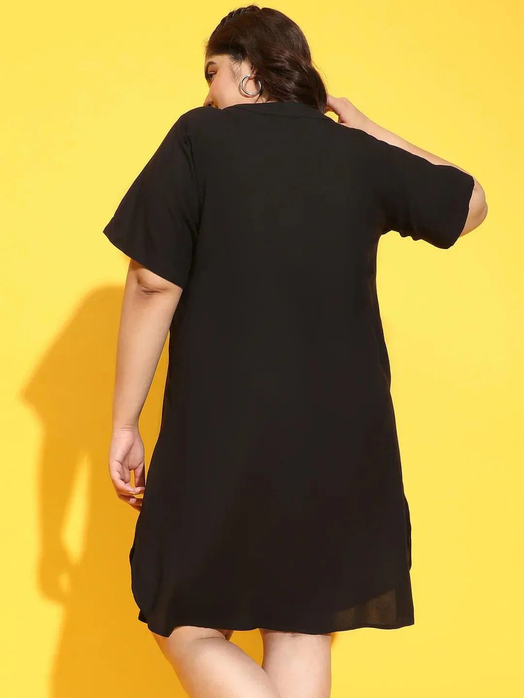 Zowie Black Short Sleeve Plus Size Curvy Dress for Women - Image 5