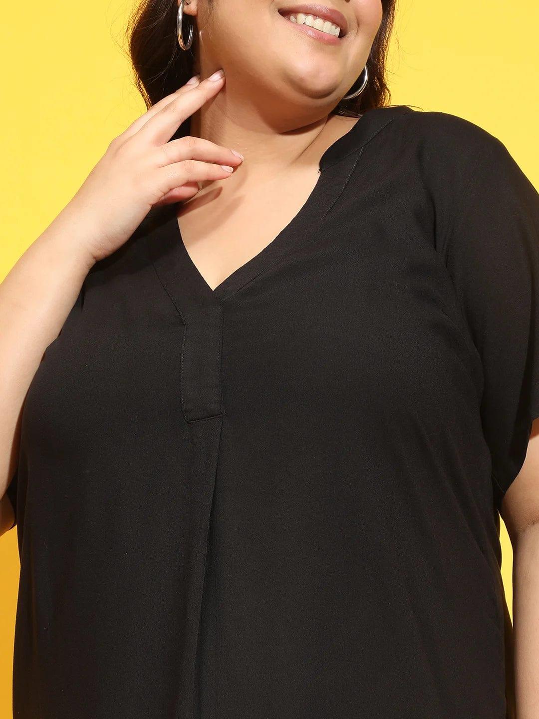 Zowie Black Short Sleeve Plus Size Curvy Dress for Women - Image 6
